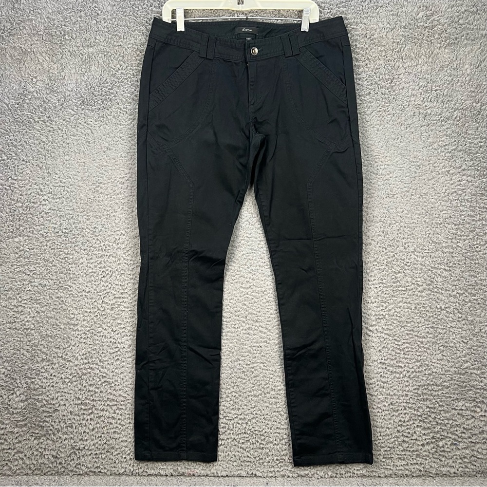 Express Dress Pant Womens 12 Black Straight Leg Flat Front Career Work Interview